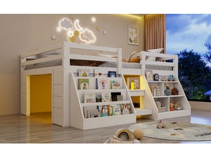 Lit mezzanine 140x200 cm BIQZUYA coloris blanc