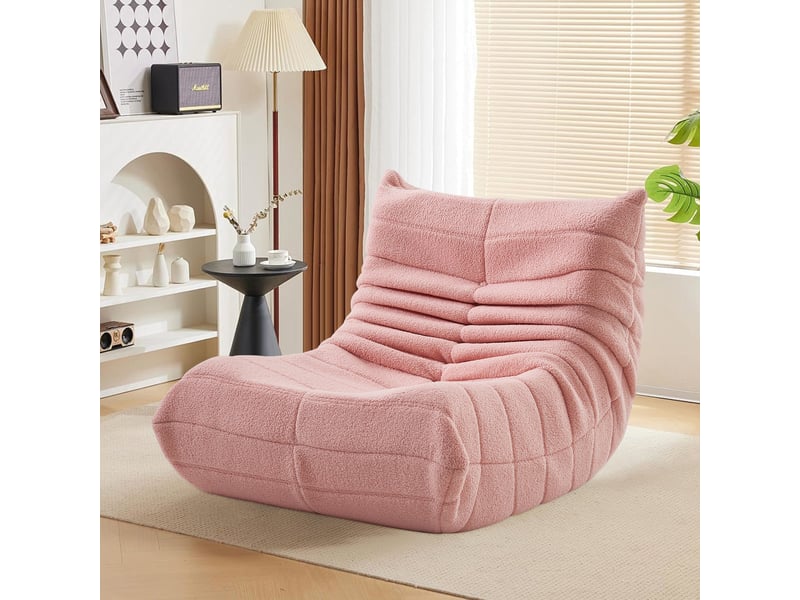  Fauteuil paresseux pour salon , canapé paresseux ,fauteuil poire , 86x65x75cm , moderne scandinave , rose ,velours , confortable  - Conforama B