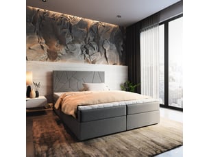 Lit avec rangement 140x200 cm <strong>MASSENO</strong>  <strong></strong> coloris gris