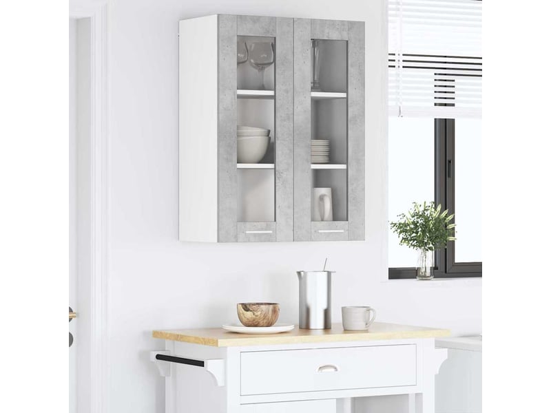 Meuble de rangement, armoire suspendue gris béton 60x31x80cm bois d'ingénierie - Conforama D