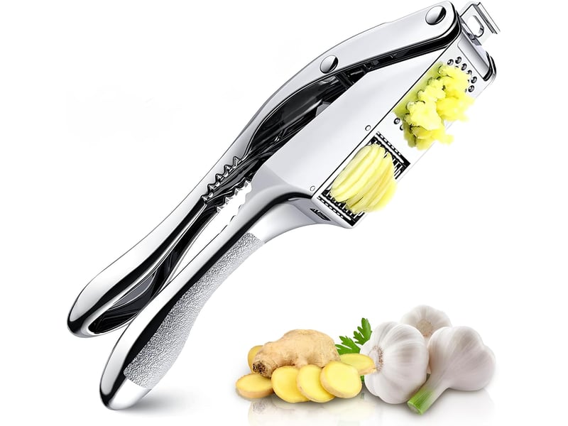  Presse-ail en acier inoxydable, 2 en 1 ecrase ail manuel,presse-ail de cuisine professionnelle,avec poignée ergonomique, pratique et facile à nettoye  - Conforama A