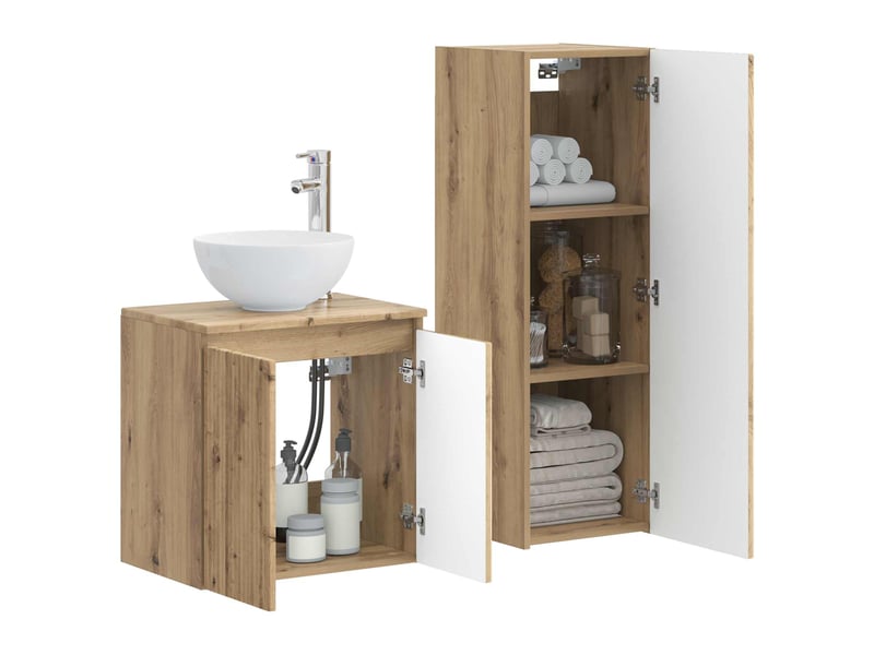 Ensemble de mobilier de salle de bain 2 pcs chêne artisanal shl379 - Conforama C