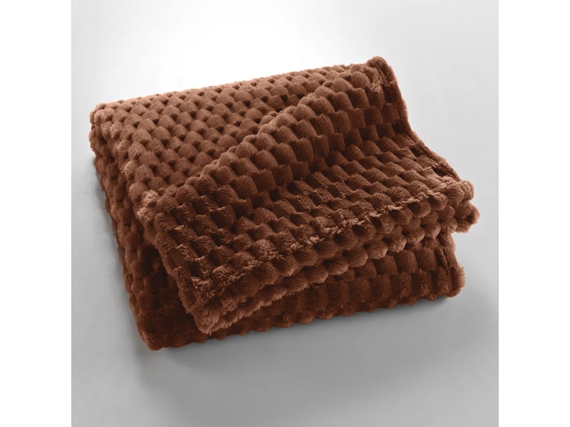  Plaid flanelle en relief mini frosty 125x150cm choco  - Conforama B