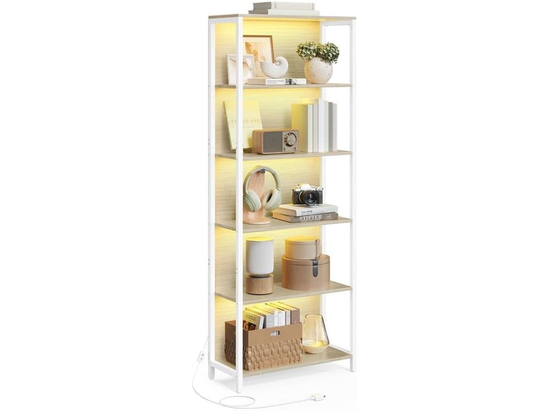  Bibliothèque design moderne 30,3 x 60 x 178,6 cm rangement solide ambiance cosy en aggloméré beige 12_0011224  - Conforama A