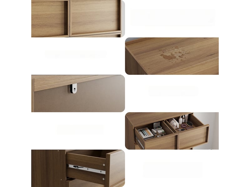  Commode à 6 tiroirs, 80 x 48 x 127 cm, design minimaliste sans poignées, glissières métalliques, coloris chêne  - Conforama E