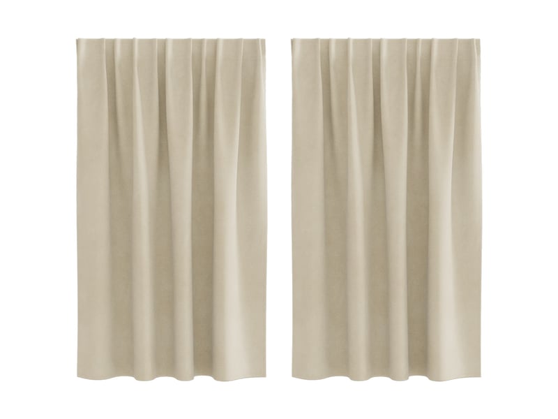  Lot de 2 rideaux, rideaux de fenêtre crème 140 x 140 cm velours cf44016  - Conforama A