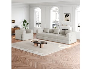Canapé modulable modenvie 4 places convertible en lit avec rangement dans l'accoudoir, tissu chenille kaki, 183,8 x 91,4 x 69,8 cm