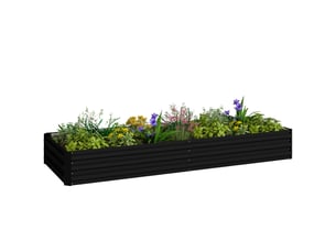 Carré potager de jardin rectangulaire jardinière extérieure 241 x 90,5 x 30 cm tôle d'acier ondulée noir