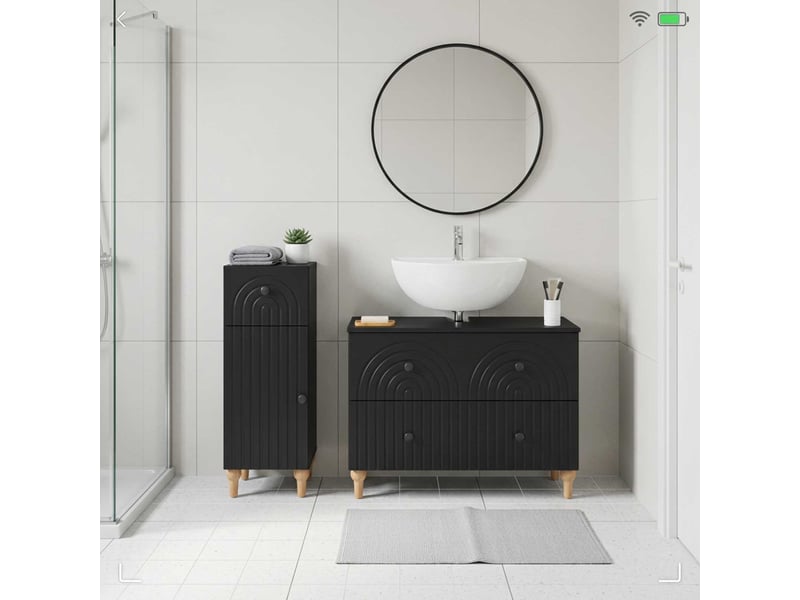  Ensemble de 2 meubles de salle de bain alkmaar noir cf63057  - Conforama B