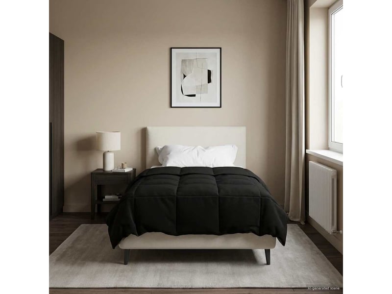  Couette - duvet d'été 140 x 220 cm été microfibre (100% polyester) noir  - Conforama B