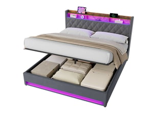 Lit coffre 180x200 cm DESVIAE   coloris gris