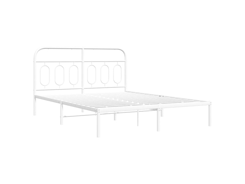  Lit double- lit adulte -  cadre de lit métal sans matelas et tête de lit blanc 135x190 cm  - Conforama B