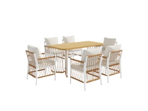 Ensemble de salon de jardin moderne, canapé, fauteuils, coussins, structure en fer