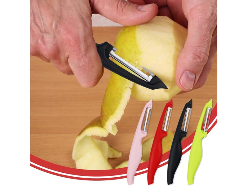 Lot de 4 éplucheurs pivotants pour fruits et légumes - lame en acier inoxydable avec poignée antidérapante - outil de cuisine - Conforama B