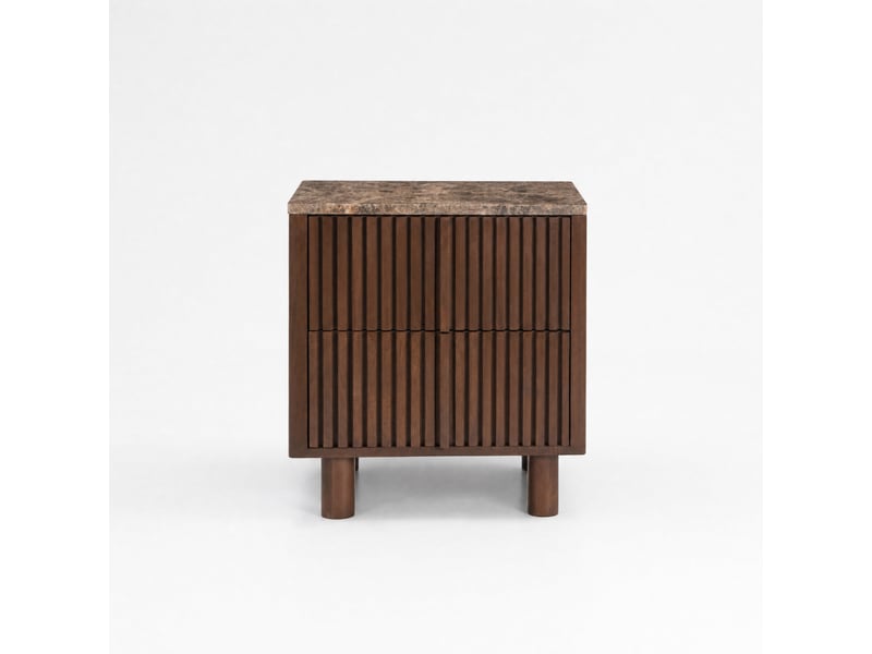Table de chevet en bois de manguier et plateau en marbre-flavio Flavio - Conforama A