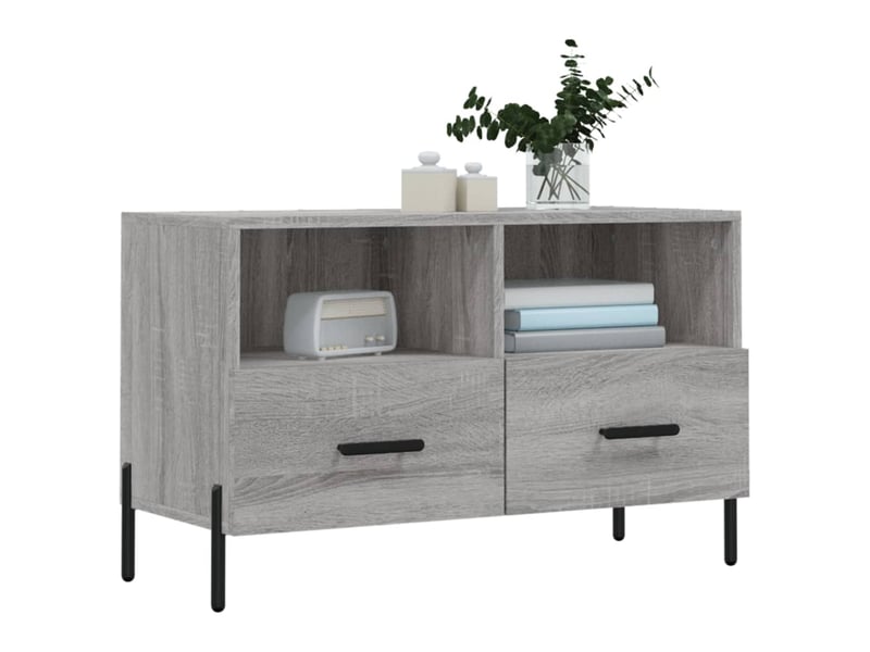  Meuble tv - banc tv - meuble de rangement sonoma gris 80x36x50 cm bois d'ingénierie  - Conforama C