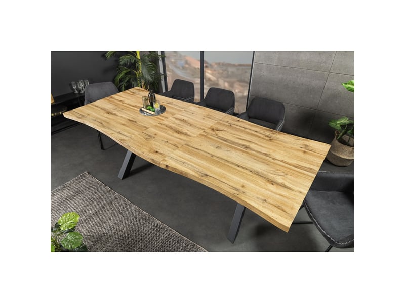 Table de salle à manger rivet extensible jusqu'à 220 cm – bois et métal noir – style industriel  - Conforama D