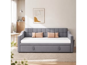 Lit avec rangement 90x190 cm <strong>ELVMI</strong> <strong></strong> coloris gris