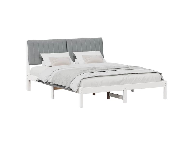  Lit double- lit adulte -  cadre de lit avec tête de lit blanc 150 x 200 cm pin massif  - Conforama B