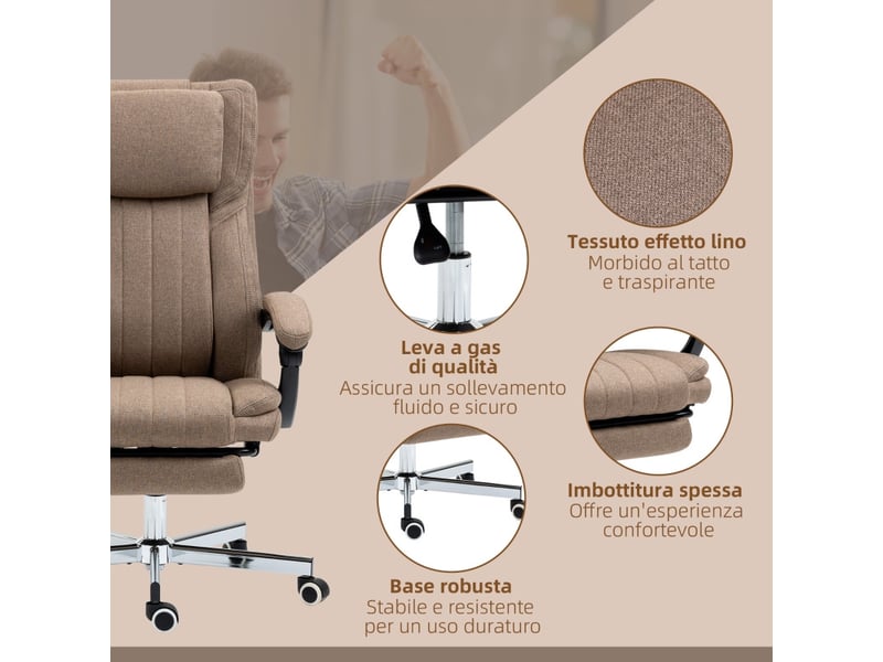  Chaise de bureau tores massante repose pieds télécommande marron  - Conforama D