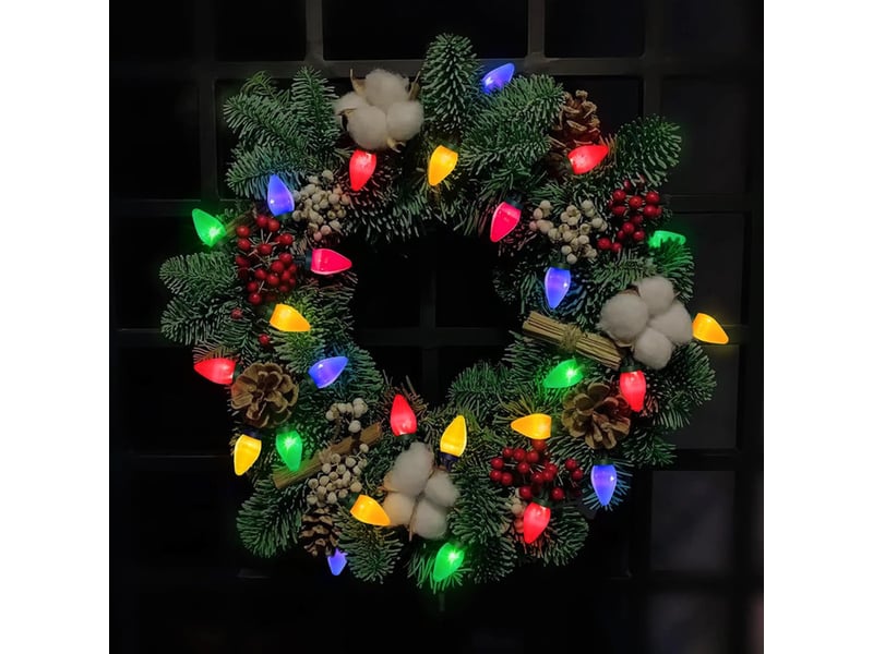  Guirlande lumineuse fraises 5m, 20 led – 8 modes, télécommande, boîtier noir étanche, lumière chaude  - Conforama E