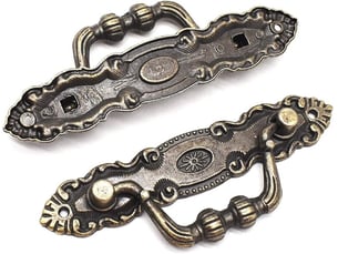 Jeu de 10 poignées en bronze ancien, poignées vintage pour armoires, commodes et meubles de cuisine