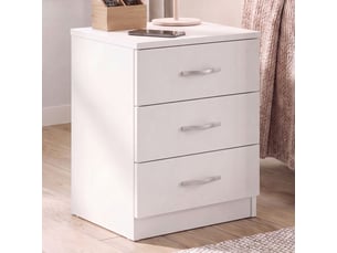 Table de chevet riano, commode de nuit, chambre, rangement, 56x40x36cm, 3 tiroirs, blanc