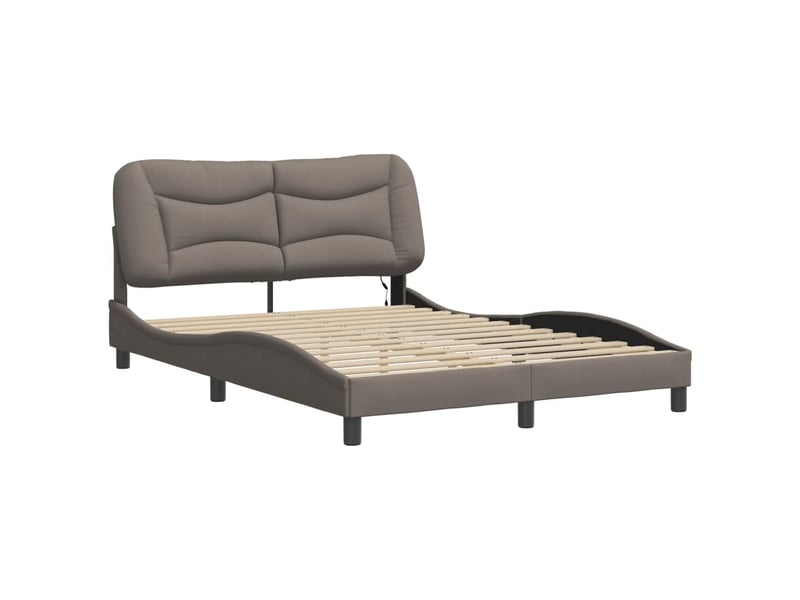  Lit double- lit adulte -  cadre de lit avec led sans matelas hvar taupe 140x200 cm tissu  - Conforama B