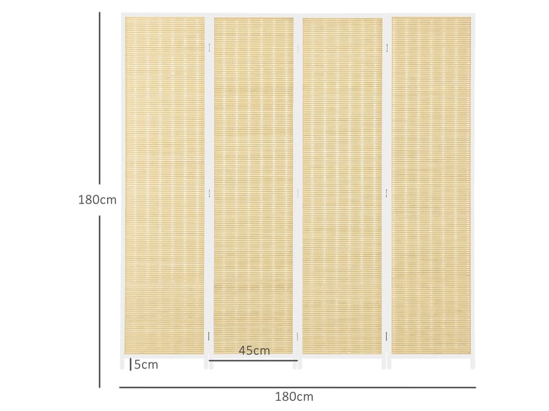  Paravent en bois séparateur de pièce closion de séparation pliable 4 panneaux bois naturel 180 x 180 cm  - Conforama C