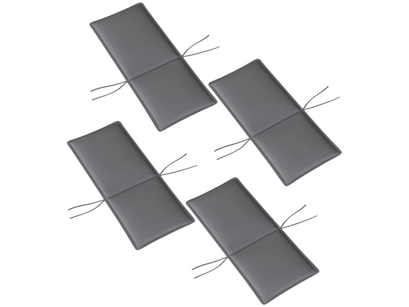  Lot de 4 coussins de chaise extérieur avec attaches et bande réglable, anti-décoloration upf50+, 124x50x5cm, gris  - Conforama B