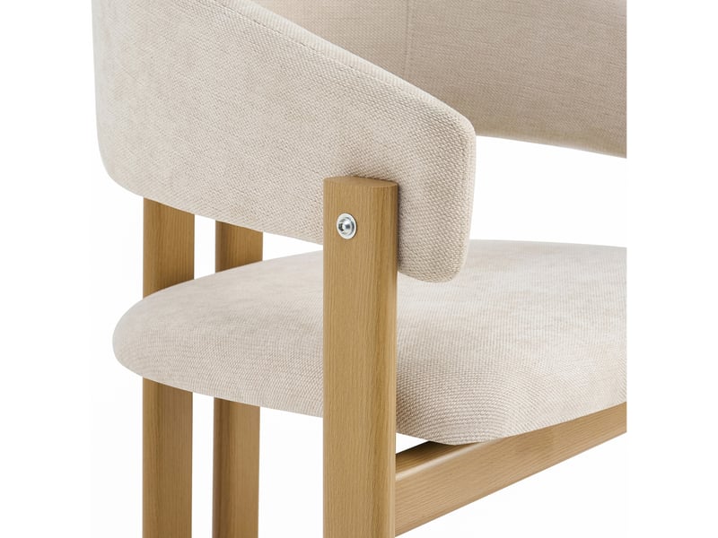  Lot de 2 chaises de salle à manger 61,5 x 52,5 x 83 cm – beige et aspect bois clair – accoudoirs ergonomiques  - Conforama E