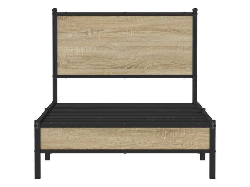  Lit simple- lit adulte -  cadre de lit en métal sans matelas chêne sonoma 80x200 cm  - Conforama D