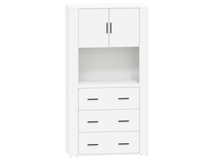 Buffet haut - bahut - meuble de rangement blanc bois d'ingénierie
