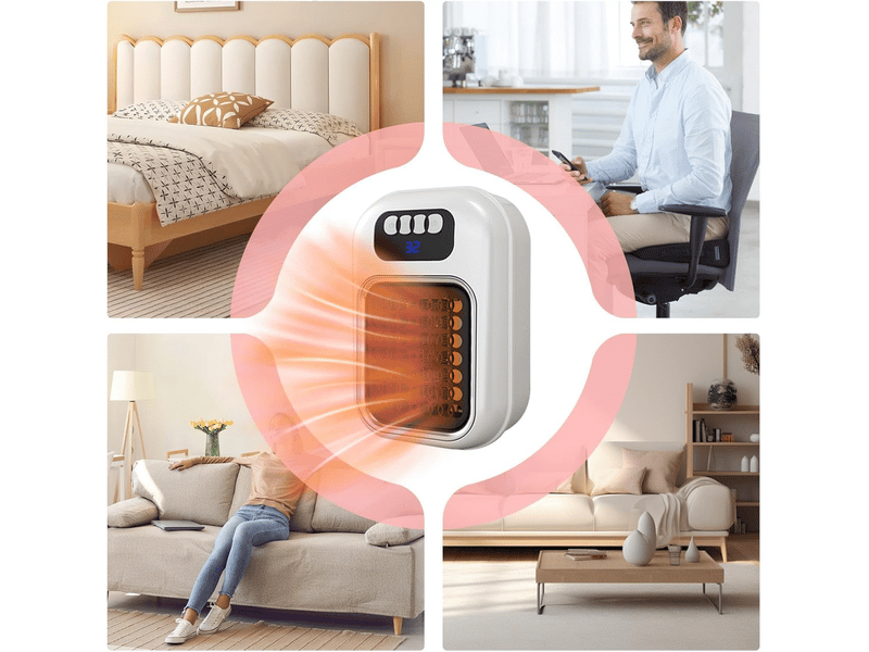 Chauffage mural électrique d'intérieur avec ventilateur de protection contre la surchauffe, blanc - Conforama D