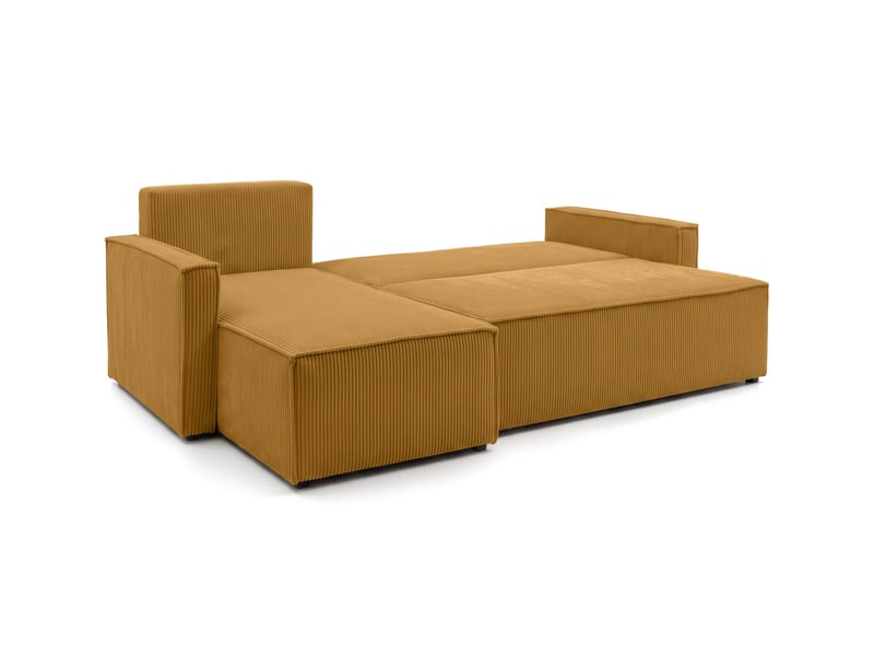 Farah - canapé d'angle reversible convertible 4 places accoudoirs slim velours cotelé - Conforama C
