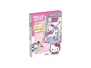 Tableau cadre en bois hello kitty et licorne perles a sequins