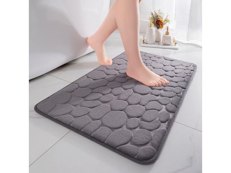  Tapis de bain en mousse à mémoire de forme - tapis de douche absorbant -tapis décoratif - antidérapant - 40 x 60 cm - gris foncé  - Conforama A