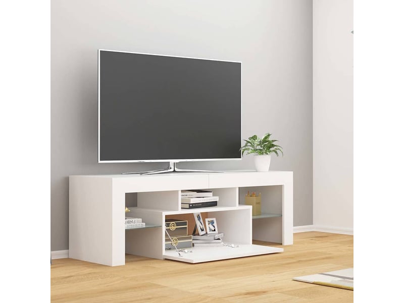  Meuble tv - banc tv - meuble de rangement avec lumières led blanc 120x35x40 cm  - Conforama C