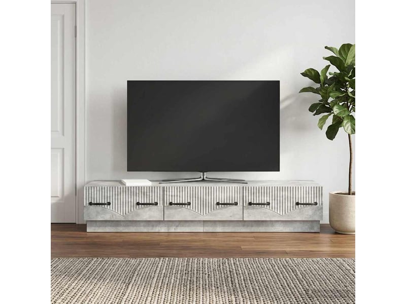  Meuble tv - banc tv - meuble de rangement gris béton 147 x 34,5 x 27 cm bois d'ingénierie  - Conforama B