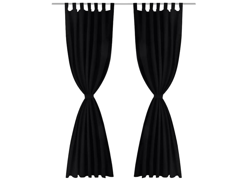  Lot de 2 rideaux à passant, rideaux de fenêtre micro satin noir 140 x 175 cm cf43423  - Conforama A
