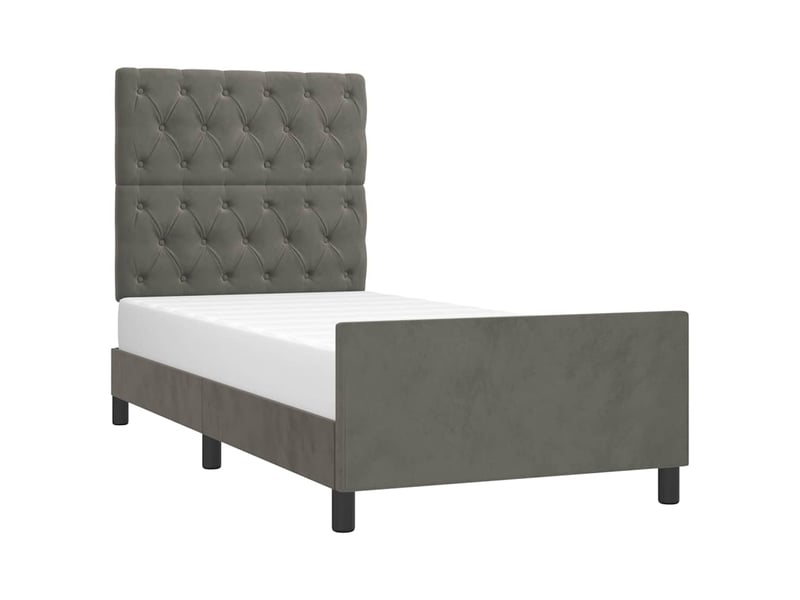  Lit simple- lit adulte -  cadre de lit sans matelas gris foncé 80x200 cm velours  - Conforama B