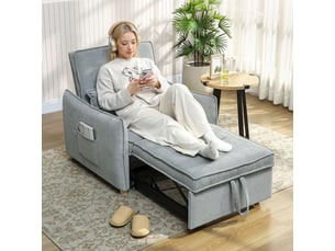 Fauteuil convertible 1 place 3 en 1, fauteuil-lit clic-clac en chenille, assise large dossier réglable, 88x84x87cm, gris