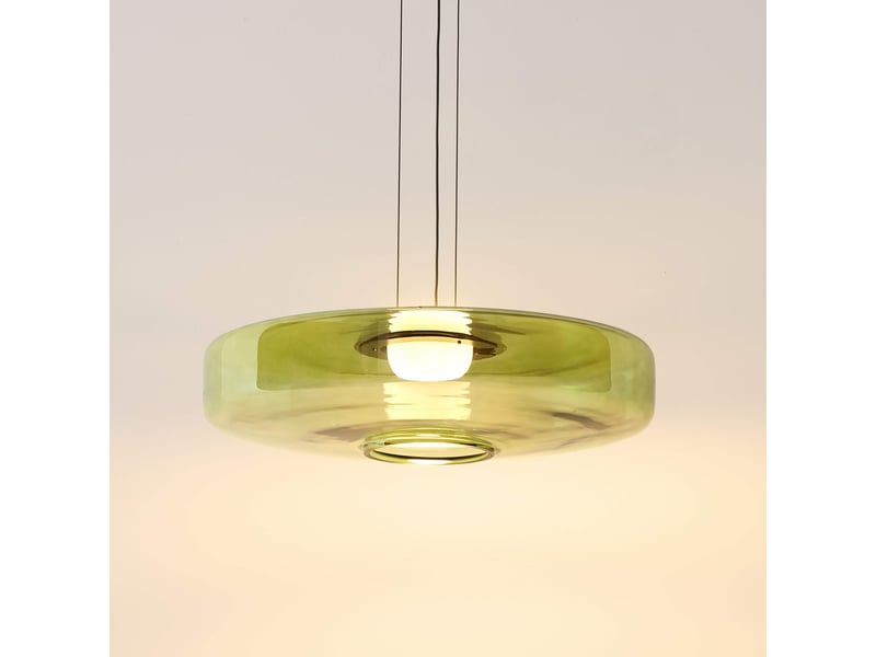  Suspension led contemporaine avec disque en verre vert 45 cm - solvani Solvani - Conforama C