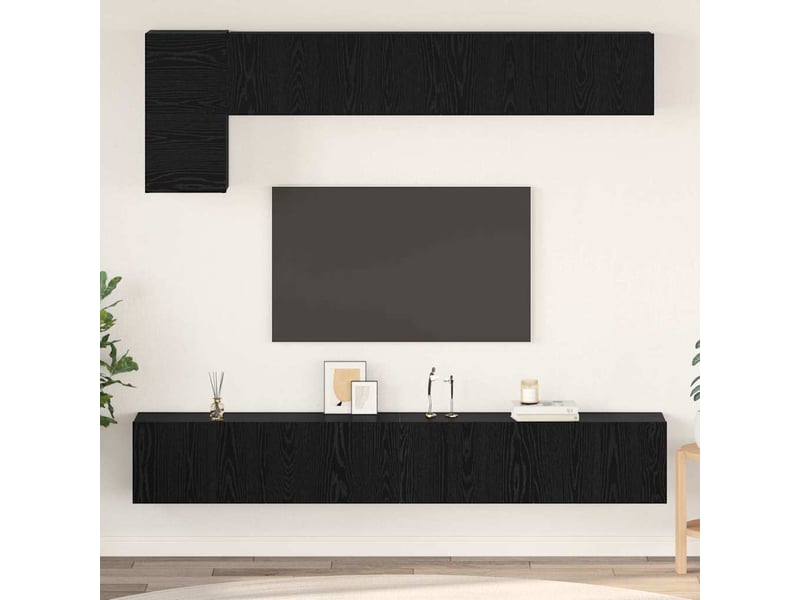  Ensemble meuble tv - banc tv - meuble de rangement 5 pcs chêne noir bois d'ingénierie  - Conforama B