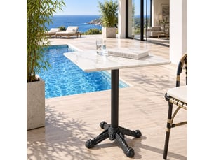Icare - ensemble n°1: table bistrot 70x70cm pliable en céramique marbré blanc