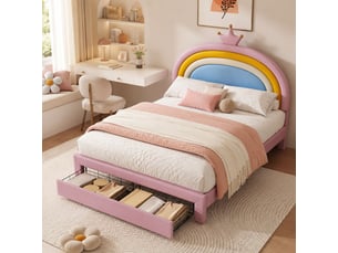 Lit avec rangement 140x200 cm <strong>MODERNLUXE</strong> <strong></strong> coloris rose