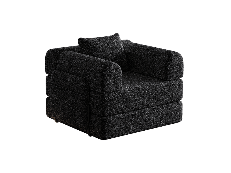  Canapé-lit modulable 1 place 69,8 x 91,4 x 94 cm – noir – rangement d'accoudoir et couchage  - Conforama A