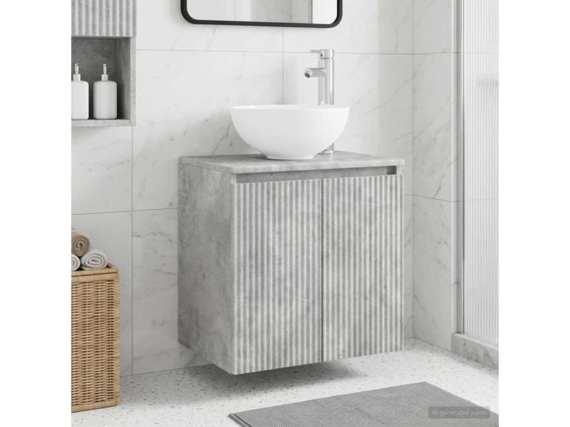 Vanité de lavabo mural, meuble de rangement gris béton 49.5x41x64.5 cm shl8682 - Conforama B
