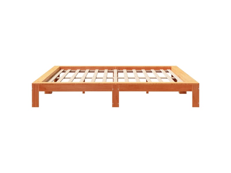  Lit double- lit adulte -  cadre de lit sans matelas  marron 180x200cm bois pin massif  - Conforama D