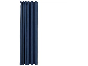 Rideau occultant, rideau black-out d'aspect de lin avec crochets bleu 290x245 cm cf43969